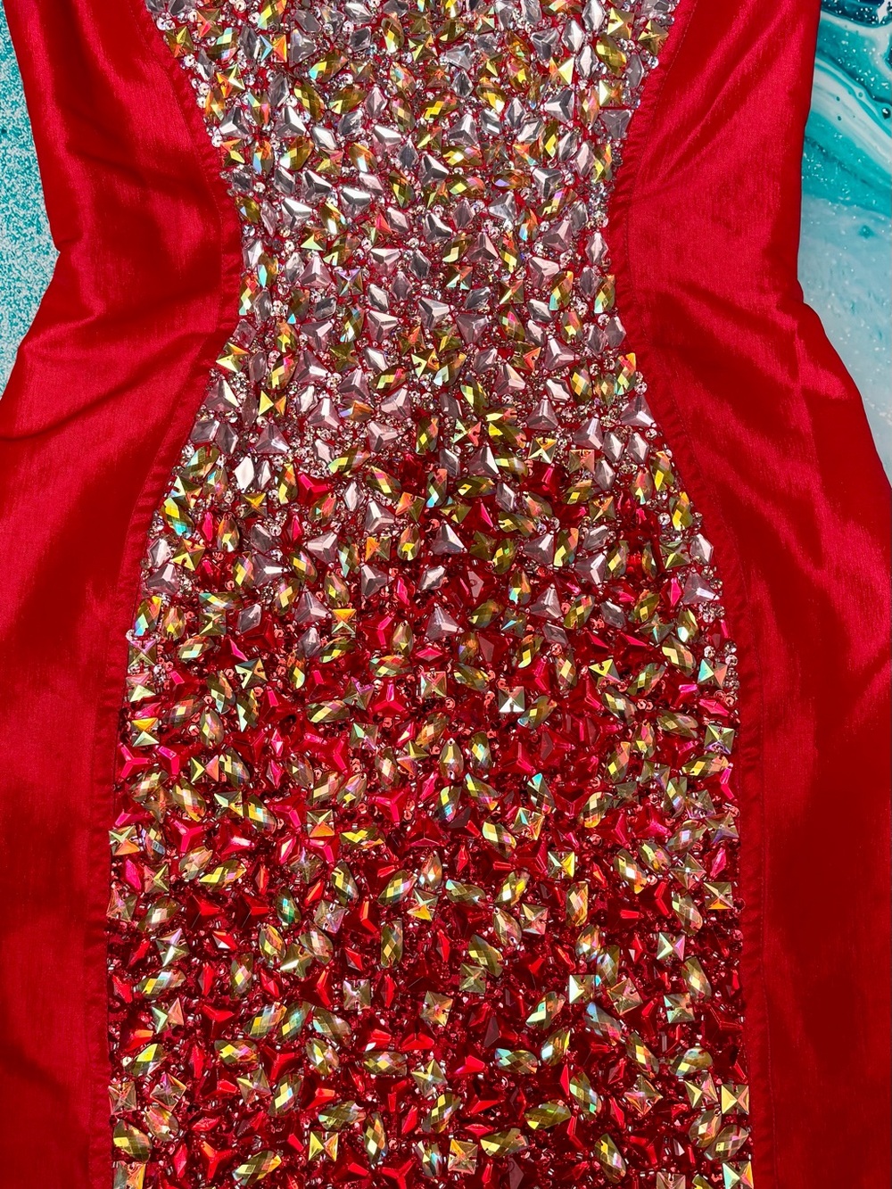 Jovani Red Strapless Crystal-Embellished Cocktail Dress - Picture 6 of 6